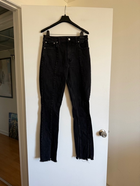 Abercrombie & Fitch Denim - Abercrombie & Fitch Black ‘The Skinny High Rise’ Curve Love Denim Split Hem Jean